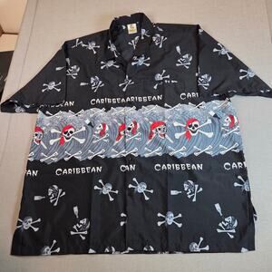 Rima Beachworld Pirate Skull Caribbean Shirt Men’s XL Black Hawaiian Style